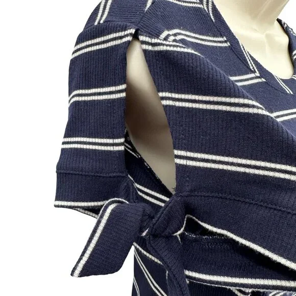 Lauren Conrad Womens Navy & White Striped Tie-Sleeve Dress M - Picture 4 of 8